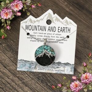 Unique Mountain & Rock Filled Round Pendant Necklace